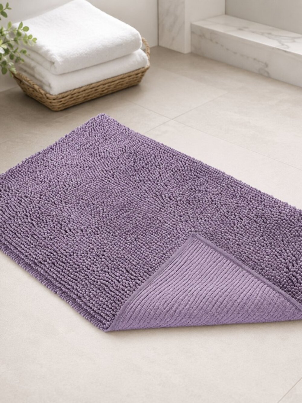 Purple Lavender Non-Slip Microfiber Shag Bathroom Rug Mat 21"x34"